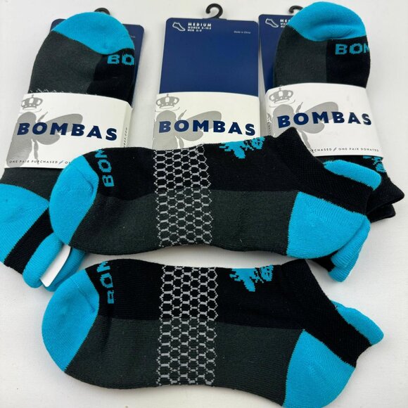Bombas 3-Pack  Electric Blue/Black Ladies Ankle Sock - Picture 3 of 5